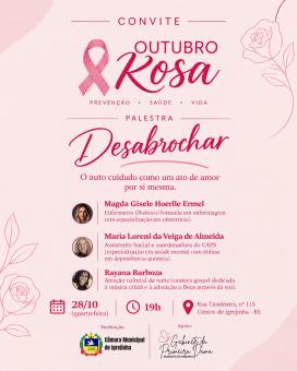 Outubro Rosa: palestra propõe reflexão sobre autocuidado e amor-próprio em Igrejinha